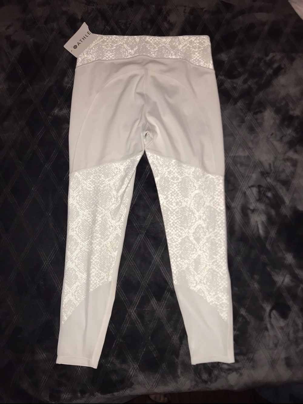 Athleta Light Gray Snake-Print Leggings